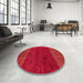 Round Abstract Red Modern Rug in a Office, abs5318