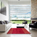 Square Abstract Red Modern Rug in a Living Room, abs5318