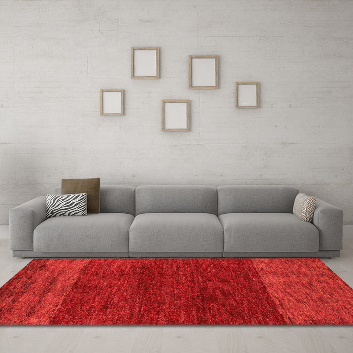 Machine Washable Abstract Orange Modern Area Rugs in a Living Room, wshabs5318org