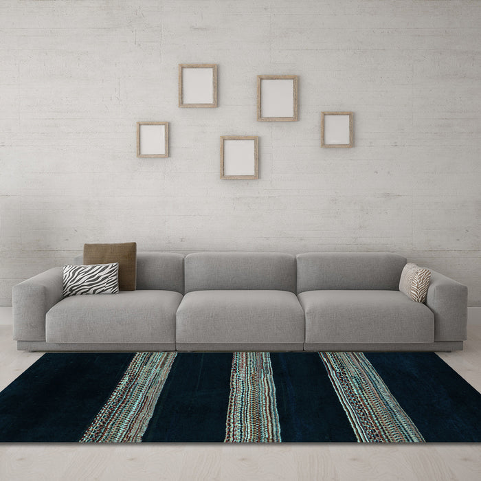 Machine Washable Abstract Light Blue Modern Rug in a Living Room, wshabs5319lblu