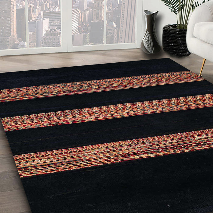 Machine Washable Abstract Dark Brown Rug in a Family Room, wshabs5319