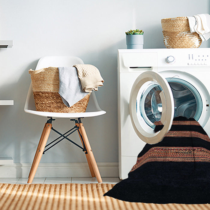 Machine Washable Abstract Dark Brown Rug in a Washing Machine, wshabs5319