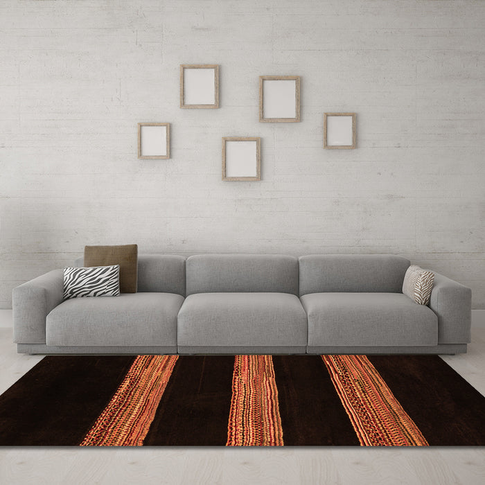 Machine Washable Abstract Orange Modern Area Rugs in a Living Room, wshabs5319org