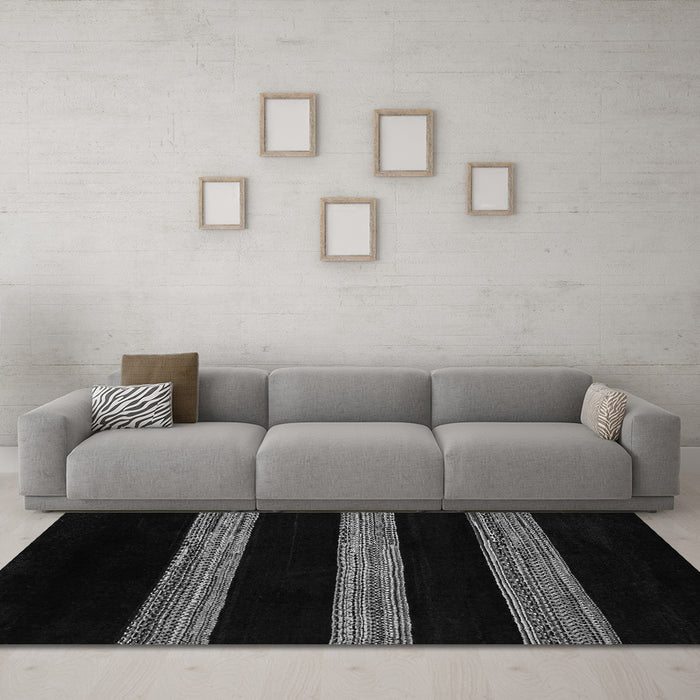 Machine Washable Abstract Gray Modern Rug in a Living Room,, wshabs5319gry