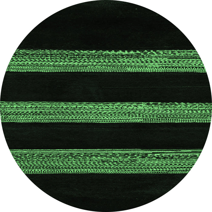 Round Abstract Emerald Green Modern Rug, abs5319emgrn