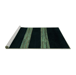 Sideview of Machine Washable Abstract Turquoise Modern Area Rugs, wshabs5319turq