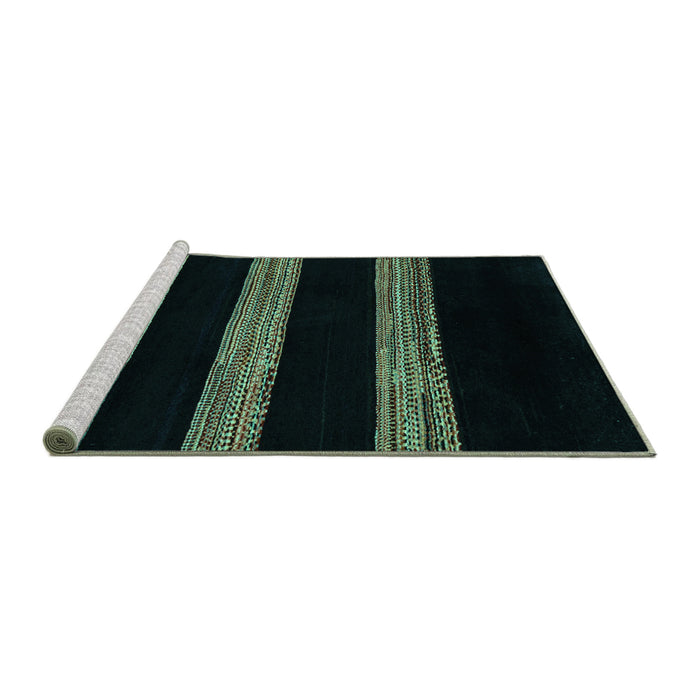 Sideview of Machine Washable Abstract Turquoise Modern Area Rugs, wshabs5319turq