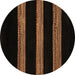 Round Abstract Brown Modern Rug, abs5319brn