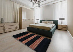 Abstract Dark Brown Modern Rug in a Bedroom, abs5319