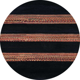 Round Abstract Dark Brown Modern Rug, abs5319