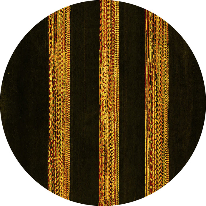 Round Abstract Yellow Modern Rug, abs5319yw