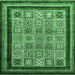 Square Abstract Emerald Green Modern Rug, abs531emgrn