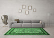 Machine Washable Abstract Emerald Green Modern Area Rugs in a Living Room,, wshabs531emgrn