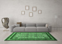 Machine Washable Abstract Emerald Green Modern Rug, wshabs531emgrn