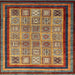 Square Machine Washable Abstract Saffron Red Rug, wshabs531