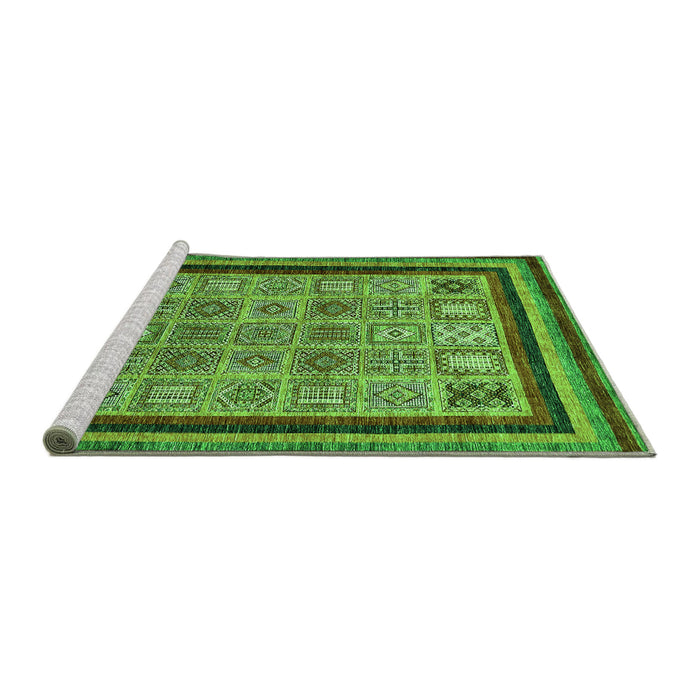 Sideview of Machine Washable Abstract Green Modern Area Rugs, wshabs531grn