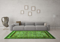 Machine Washable Abstract Green Modern Rug, wshabs531grn