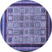 Round Abstract Blue Modern Rug, abs531blu