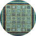 Round Abstract Light Blue Modern Rug, abs531lblu