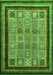 Machine Washable Abstract Green Modern Area Rugs, wshabs531grn