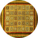 Round Abstract Yellow Modern Rug, abs531yw