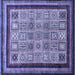 Square Machine Washable Abstract Blue Modern Rug, wshabs531blu