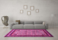 Machine Washable Abstract Pink Modern Rug, wshabs531pnk