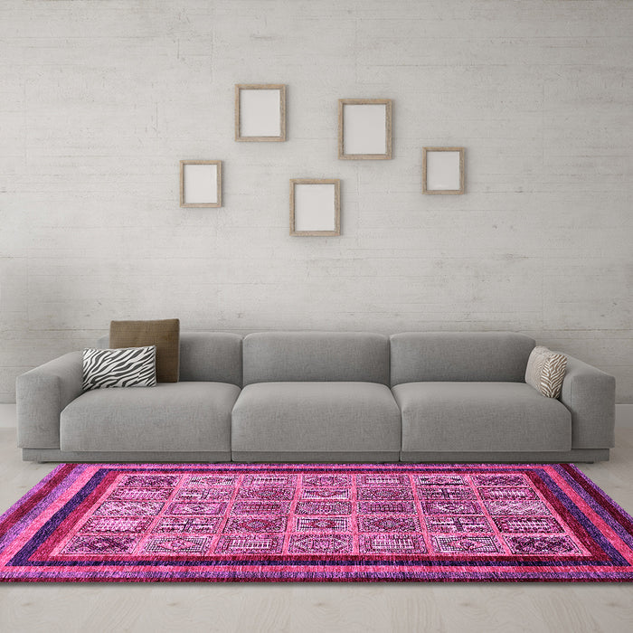 Machine Washable Abstract Pink Modern Rug in a Living Room, wshabs531pnk