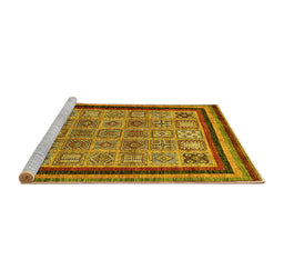 Sideview of Machine Washable Abstract Yellow Modern Rug, wshabs531yw