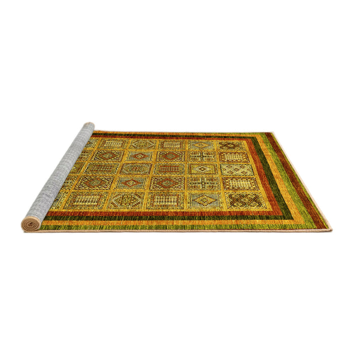 Sideview of Machine Washable Abstract Yellow Modern Rug, wshabs531yw
