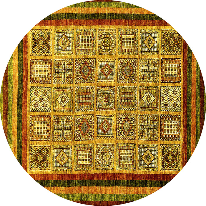 Round Machine Washable Abstract Yellow Modern Rug, wshabs531yw