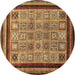 Round Machine Washable Abstract Brown Modern Rug, wshabs531brn