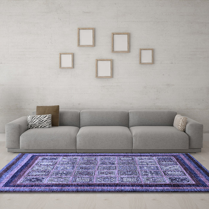 Machine Washable Abstract Blue Modern Rug in a Living Room, wshabs531blu