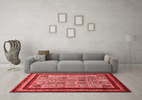 Machine Washable Abstract Red Modern Rug, wshabs531red