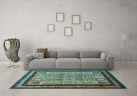 Machine Washable Abstract Light Blue Modern Rug, wshabs531lblu