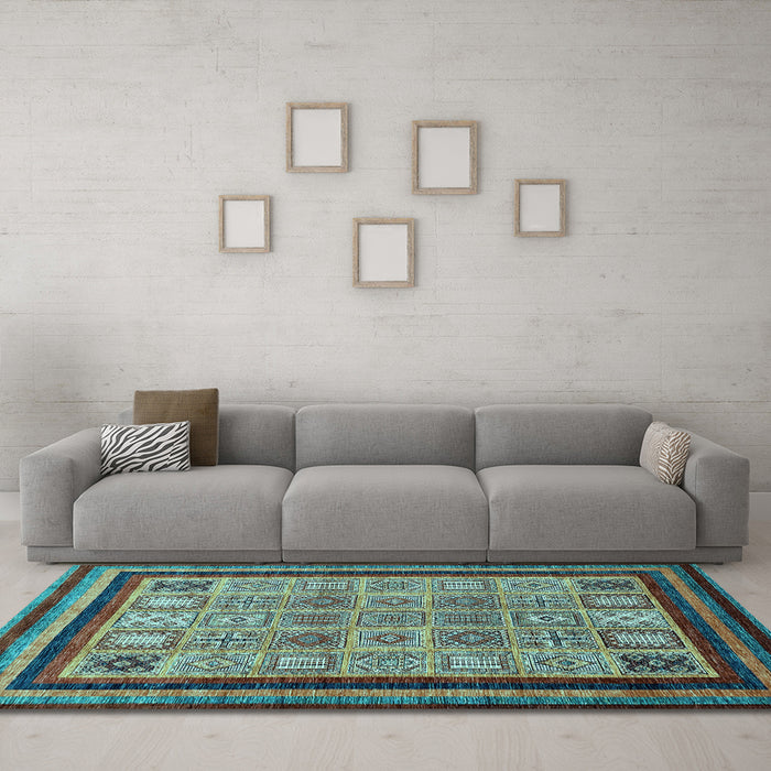 Machine Washable Abstract Light Blue Modern Rug in a Living Room, wshabs531lblu