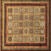 Square Machine Washable Abstract Brown Modern Rug, wshabs531brn