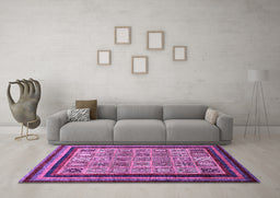 Machine Washable Abstract Purple Modern Area Rugs in a Living Room, wshabs531pur