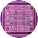 Round Machine Washable Abstract Purple Modern Area Rugs, wshabs531pur