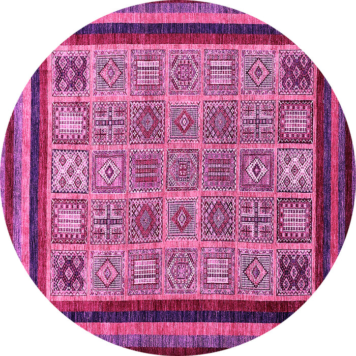 Round Machine Washable Abstract Pink Modern Rug, wshabs531pnk