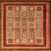 Square Machine Washable Abstract Orange Modern Area Rugs, wshabs531org