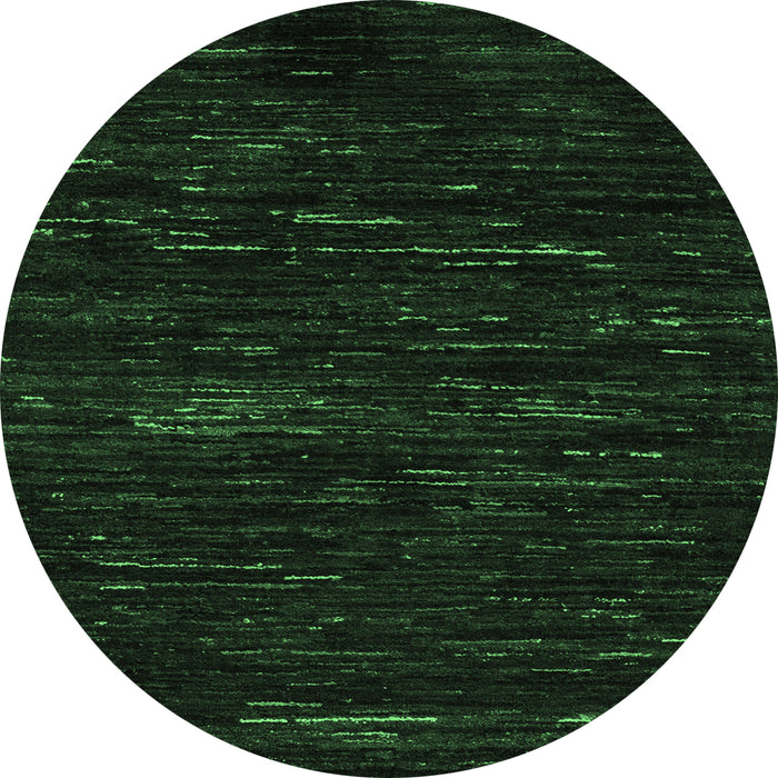 Round Machine Washable Abstract Emerald Green Modern Area Rugs, wshabs5320emgrn