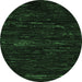 Round Machine Washable Abstract Emerald Green Modern Area Rugs, wshabs5320emgrn