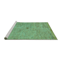 Sideview of Machine Washable Abstract Turquoise Modern Area Rugs, wshabs5321turq