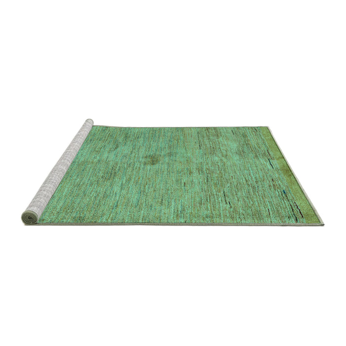 Sideview of Machine Washable Abstract Turquoise Modern Area Rugs, wshabs5321turq