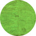 Round Abstract Green Modern Rug, abs5321grn