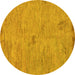 Round Abstract Yellow Modern Rug, abs5321yw