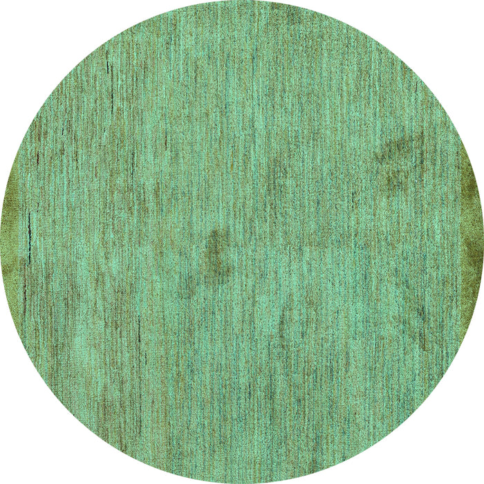 Round Machine Washable Abstract Turquoise Modern Area Rugs, wshabs5321turq