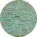 Round Abstract Light Blue Modern Rug, abs5321lblu