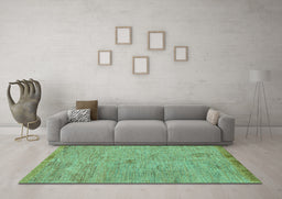 Machine Washable Abstract Turquoise Modern Area Rugs in a Living Room,, wshabs5321turq